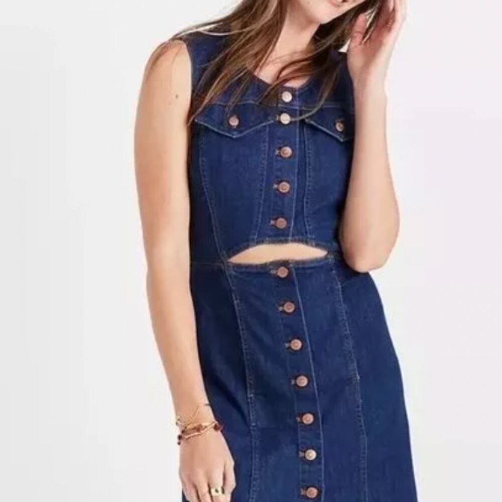 Madewell Cutout Button Front Denim Dress
